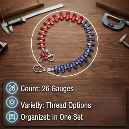 26-Piece Detachable Nut & Bolt Thread Gauge