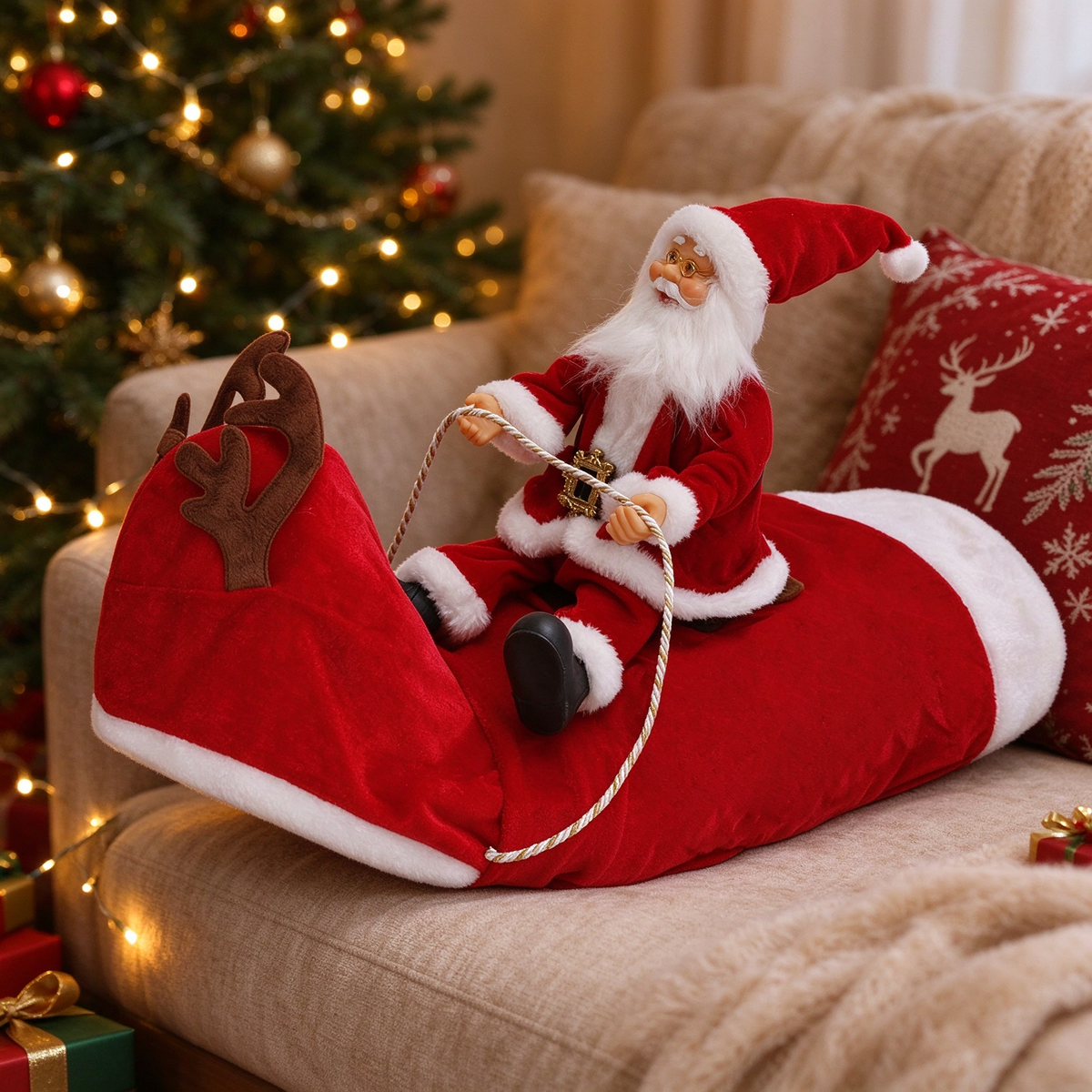 Funny Santa Rider Christmas Dog Costume