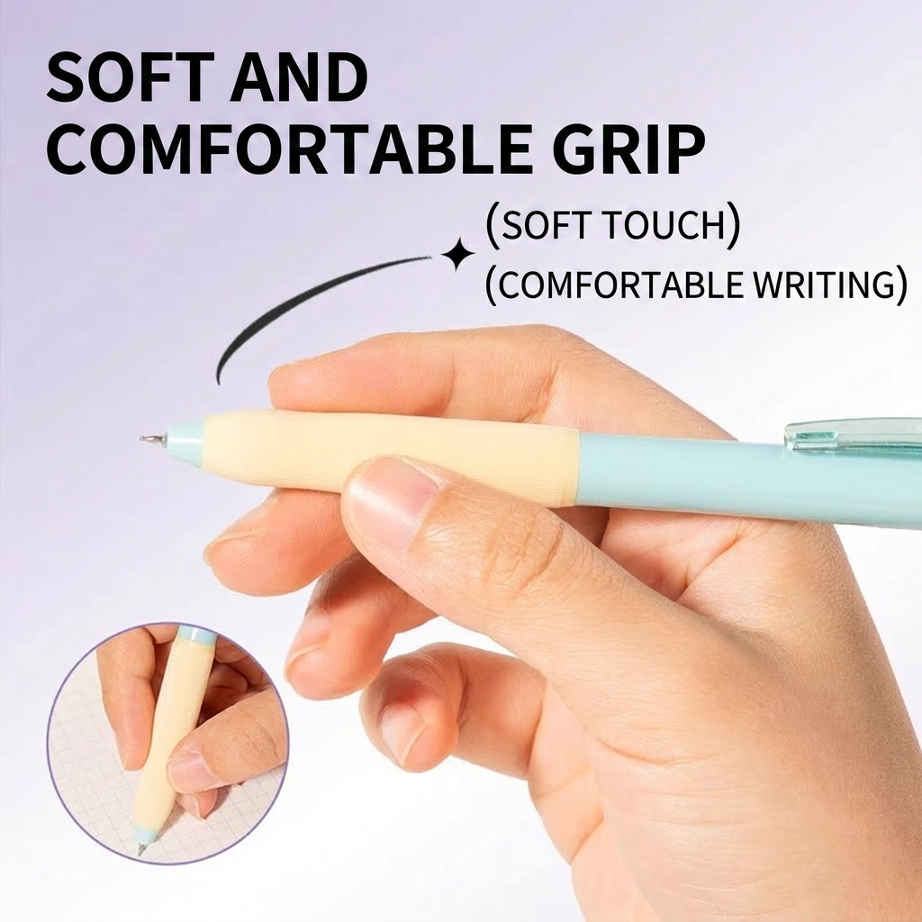 ✍️Fine-point black ink push-type gel pen