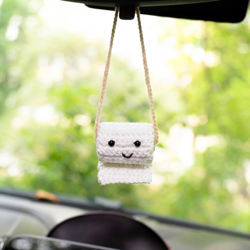 👻Crocheted Ghost Pumpkin Rearview Mirror Ornament