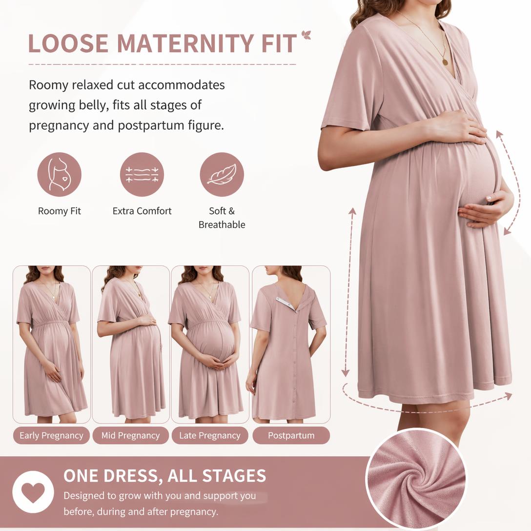 🤱Short-sleeved maternity and nursing wear with buttons.