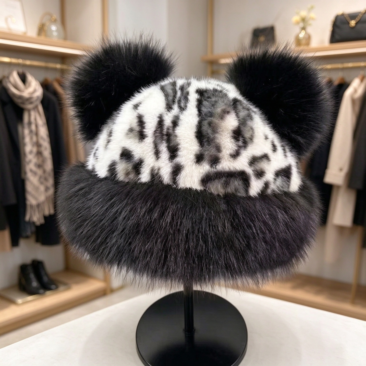Retro plush winter hat
