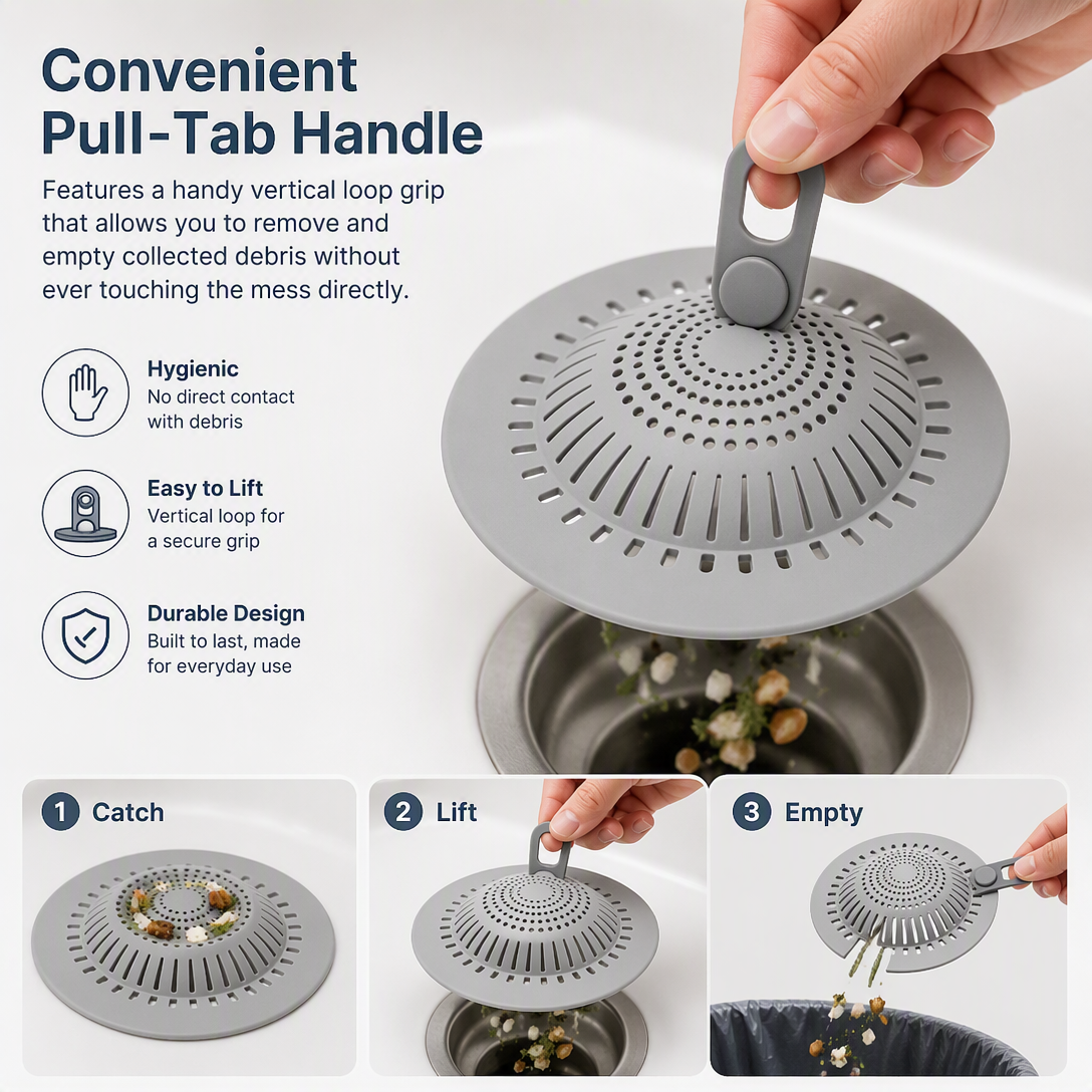 💧Silicone Drain Cover Hair Catcher for Bathroom Kitchen