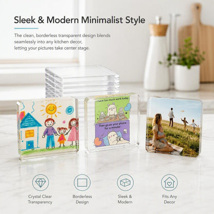 🧲📸 10-Pcs Magnetic Clear Acrylic Photo Frames DIY Fridge Magnets