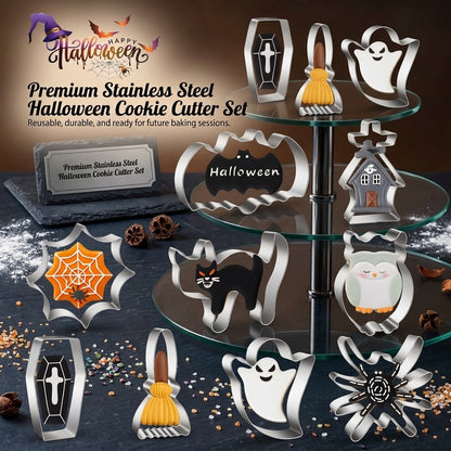🎃Halloween Stainless Steel Cookie Cutters – 12 Spooky Shapes