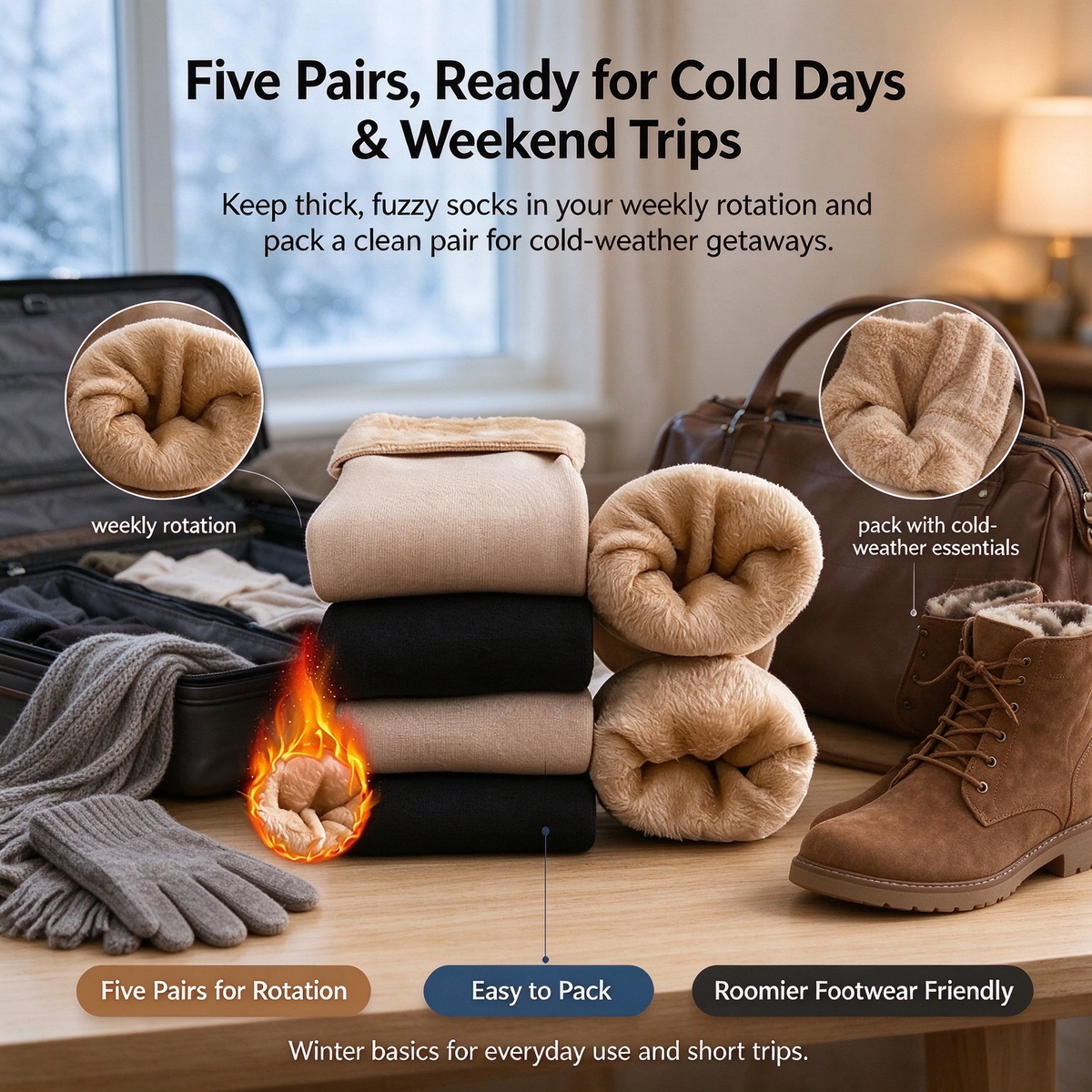 Five-pair thick fleece thermal sock set（5Pcs）