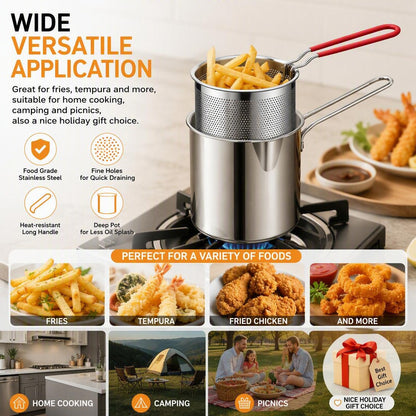 🔥Stainless Steel Deep Fryer &amp; Strainer Pot Set