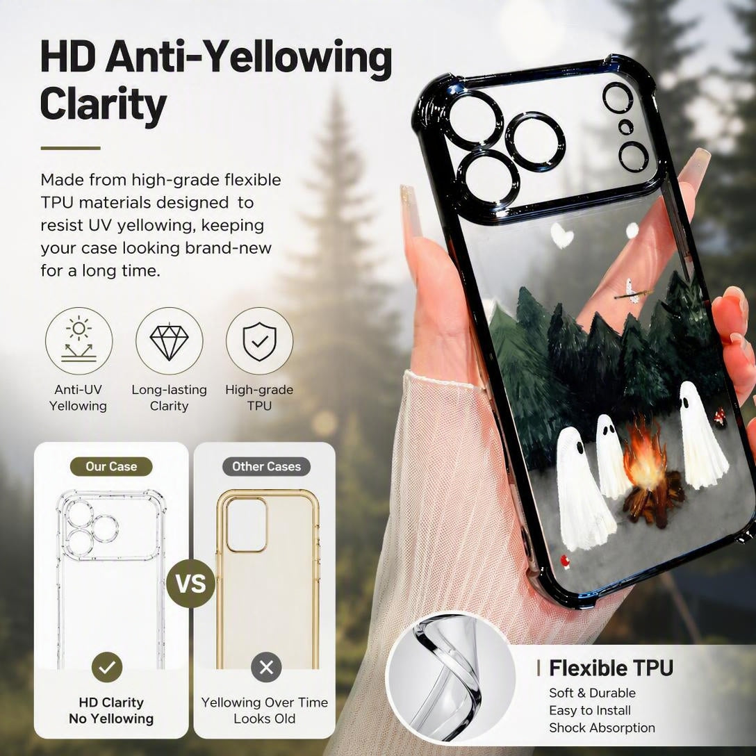 👻Ghost Campfire Clear Electroplated Phone Case