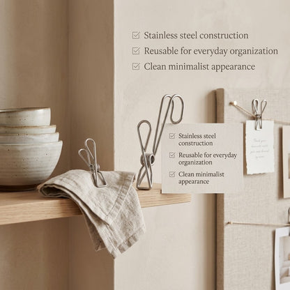 Multi-Purpose Stainless Steel Hanging Clips（10Pcs）