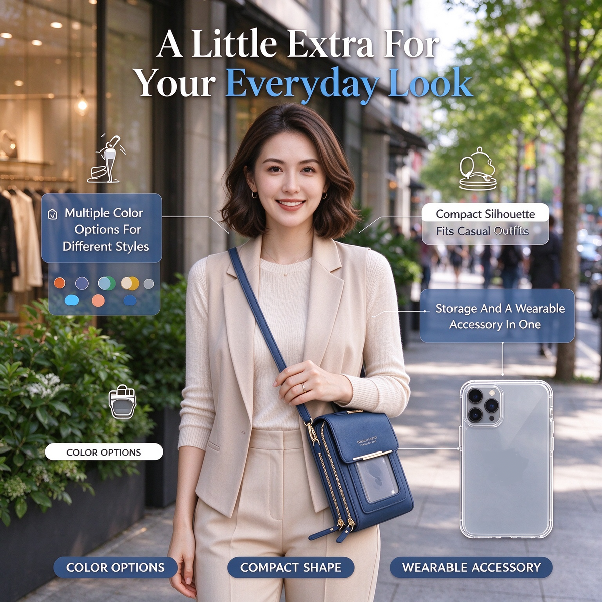 👜Touchscreen crossbody cell phone bag with clear window and card slot
