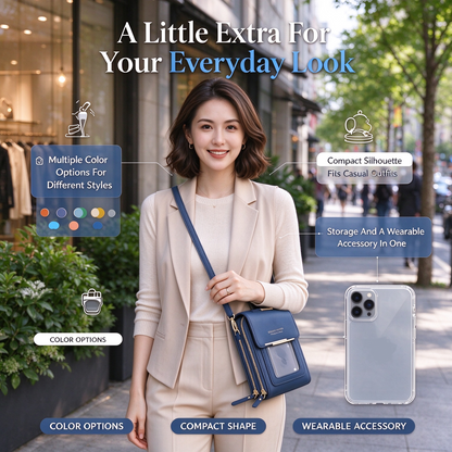 👜Touchscreen crossbody cell phone bag with clear window and card slot