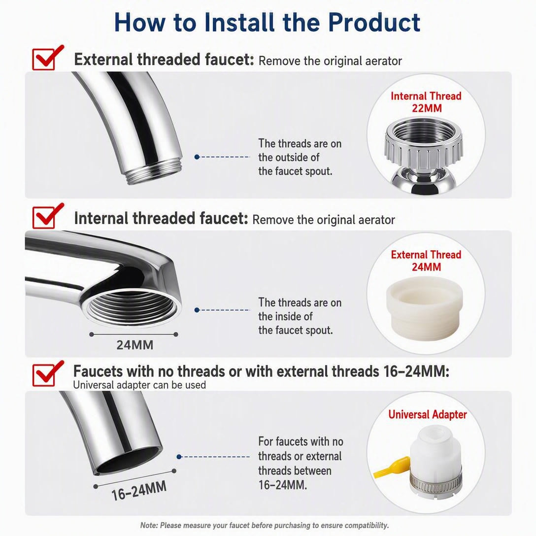 360° Rotating Kitchen Faucet Water Filter with 6 Filter Cartridges