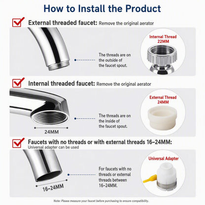 360° Rotating Kitchen Faucet Water Filter with 6 Filter Cartridges