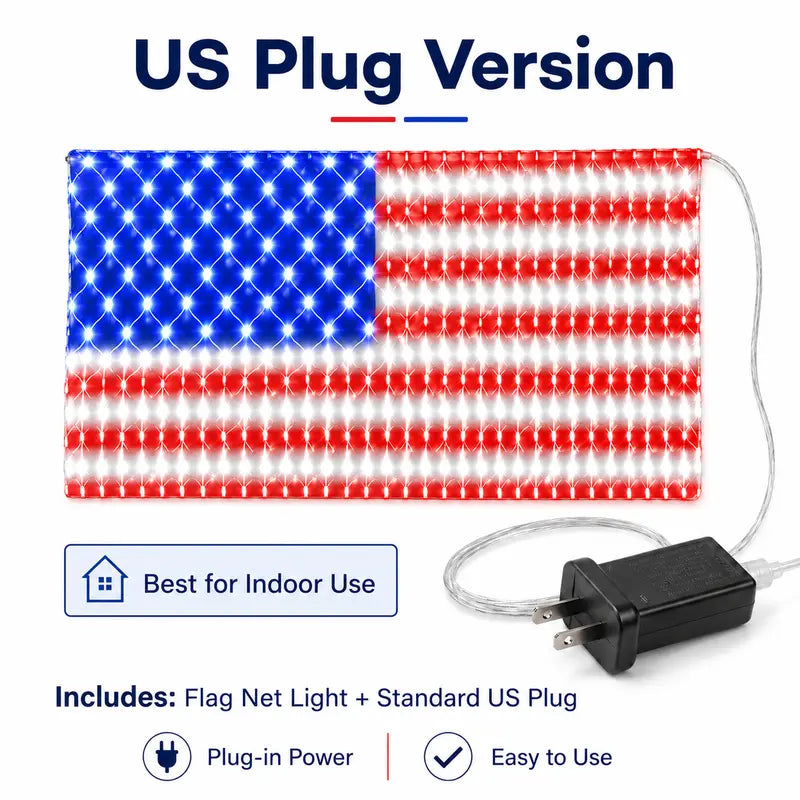 🇺🇸🎆Super Bright Solar-powered outdoor waterproof American flag mesh light