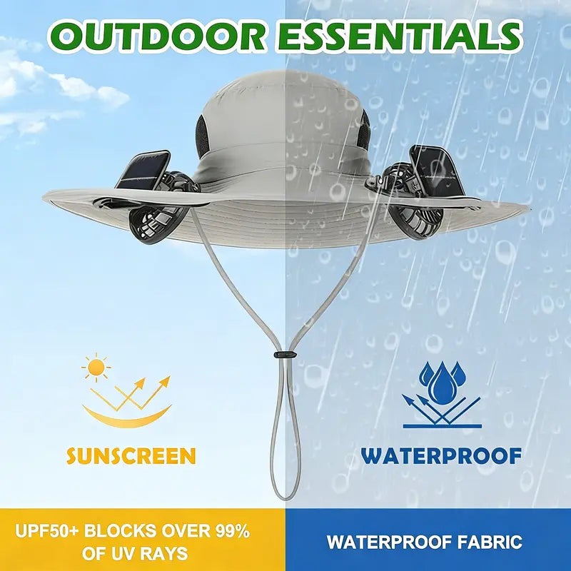 💨 UPF 50+ Sun Protection Dual Solar Fan Fishing Hat