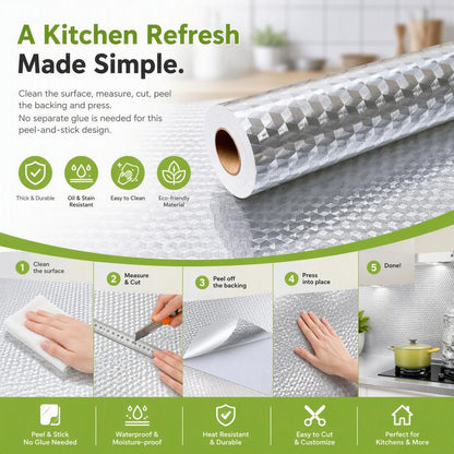 Self-Adhesive Aluminum Foil Kitchen Backsplash Wallpaper