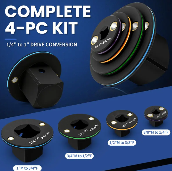 🧲4-piece upgraded low-profile impact sleeve adapter set