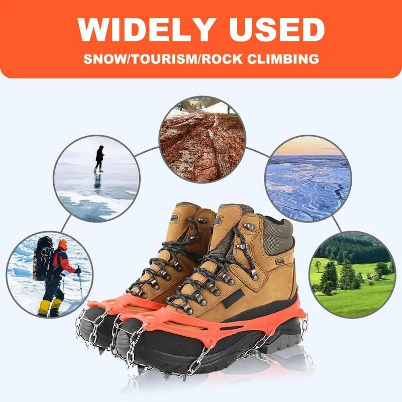 👟🏔️Lightweight, Non-Slip Snow Traction Cleats – Suitable for Walking, Daily Commuting, and Hiking