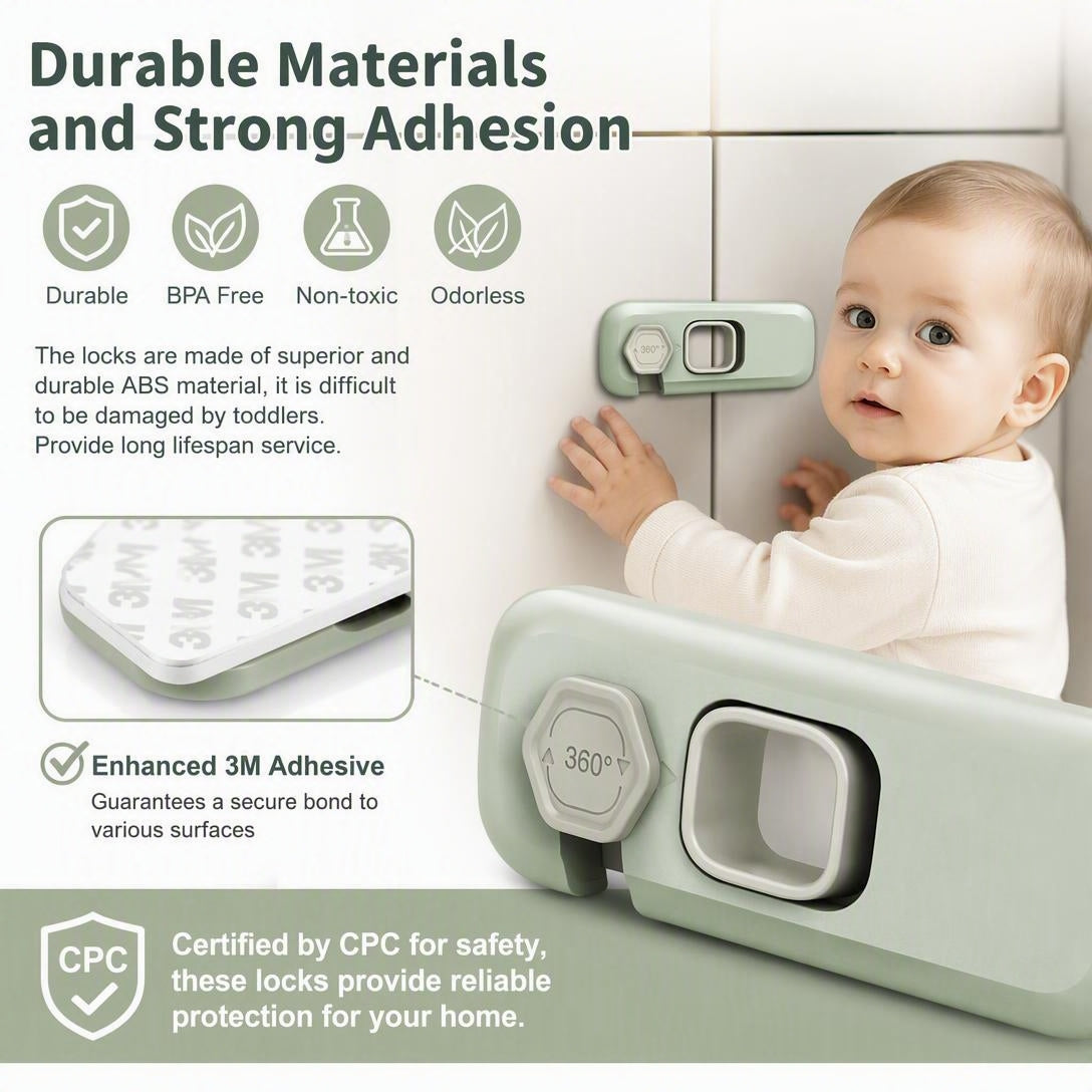 Child Safety Locks, Baby-Proof Cabinet Door Opening, And Anti-Pinch Function（3PCS）