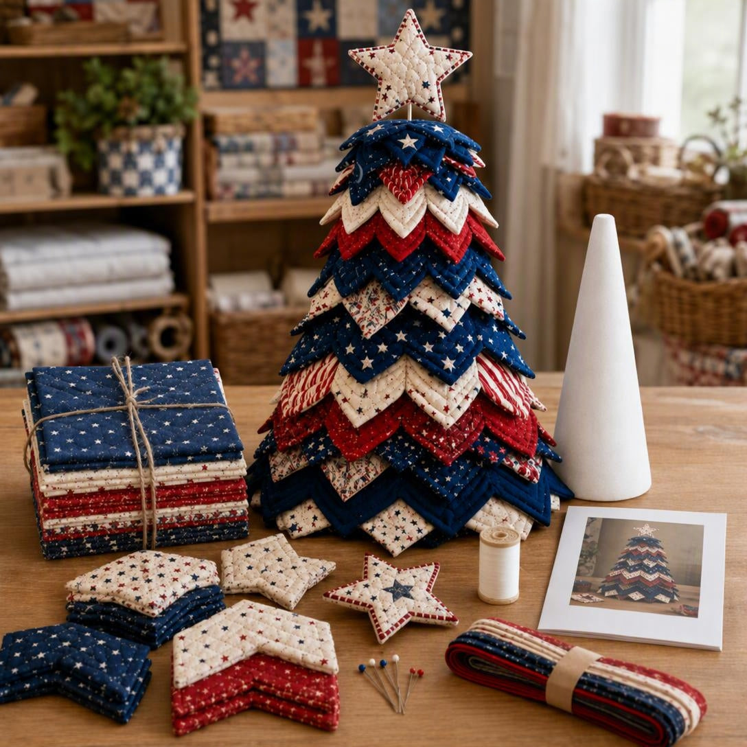 🎄American Christmas Tree Patchwork Kit