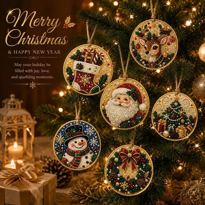 🎄💎6-Piece Christmas DIY Diamond Painting Decoration Set - Perfect for Holiday Home Parties