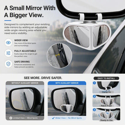 360° HD Car Rearview Mirror With Blind Spot Assist And Adjustable Small Round Mirror