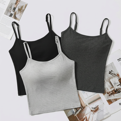 👗Women's Solid Ribbed Crop Cami Top - Fitted Casual Sleeveless