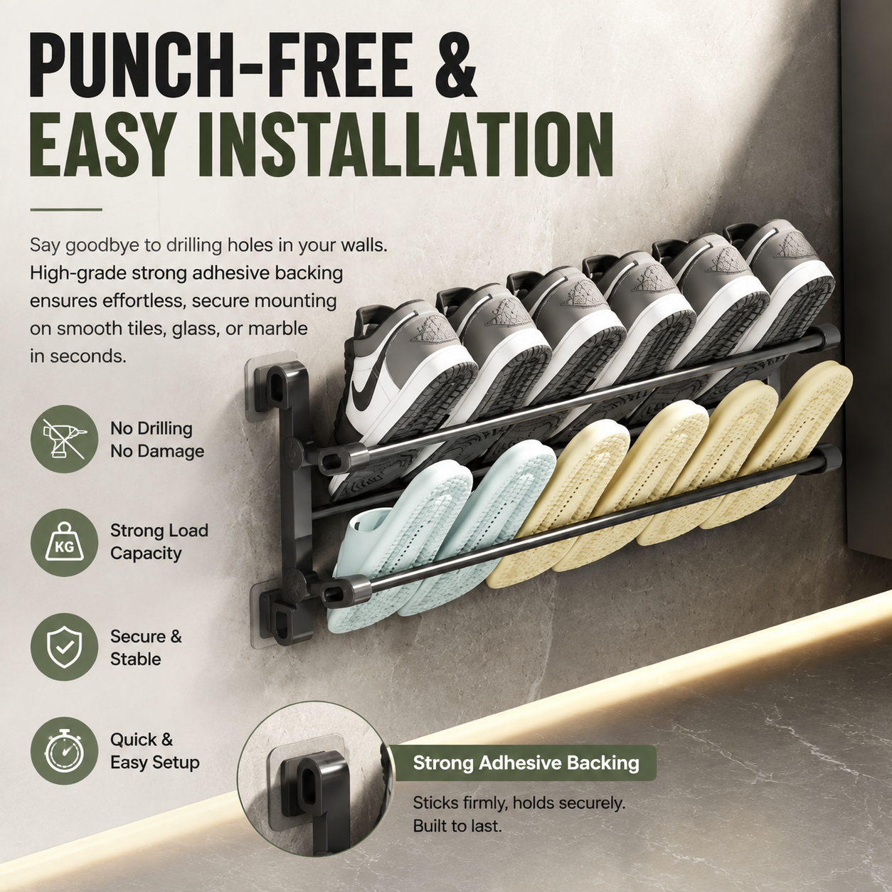 ✨Wall-mounted folding shoe rack