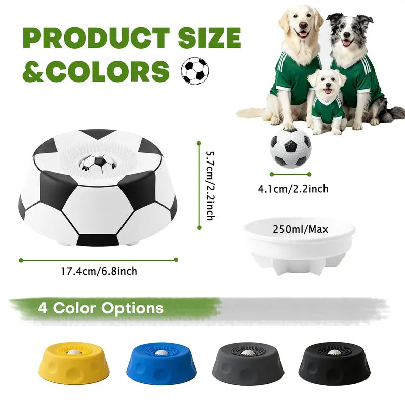 ⚽🐕 Soccer Style Multi purpose dog bowl ,Dog Liquid Slow Feeder,Lick Bowl Mat with Ball