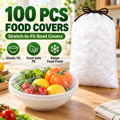 🥗100 PCS Disposable elastic food covers for bowls and plates
