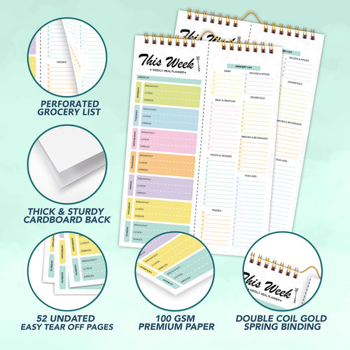 🗓Magnetic wall-hung shopping list and menu planning notebook