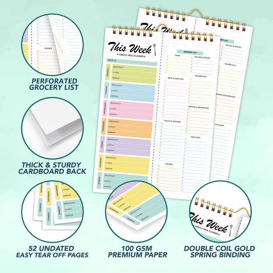 🗓Magnetic wall-hung shopping list and menu planning notebook