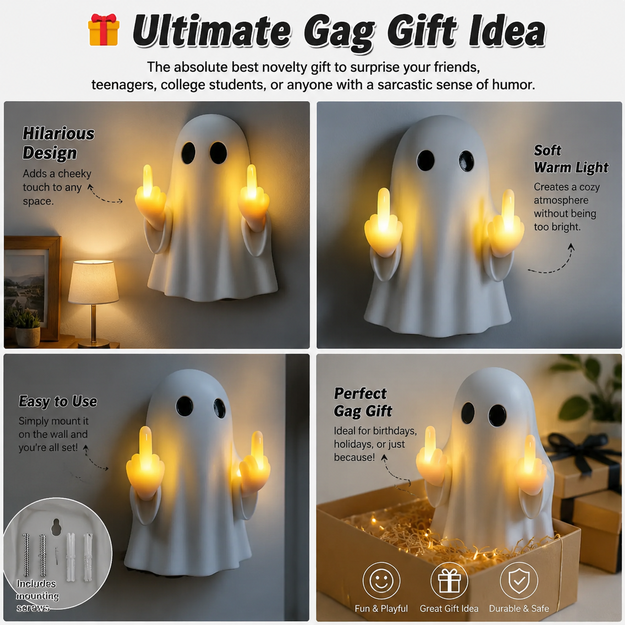 👻🖕Halloween ghost middle finger night light