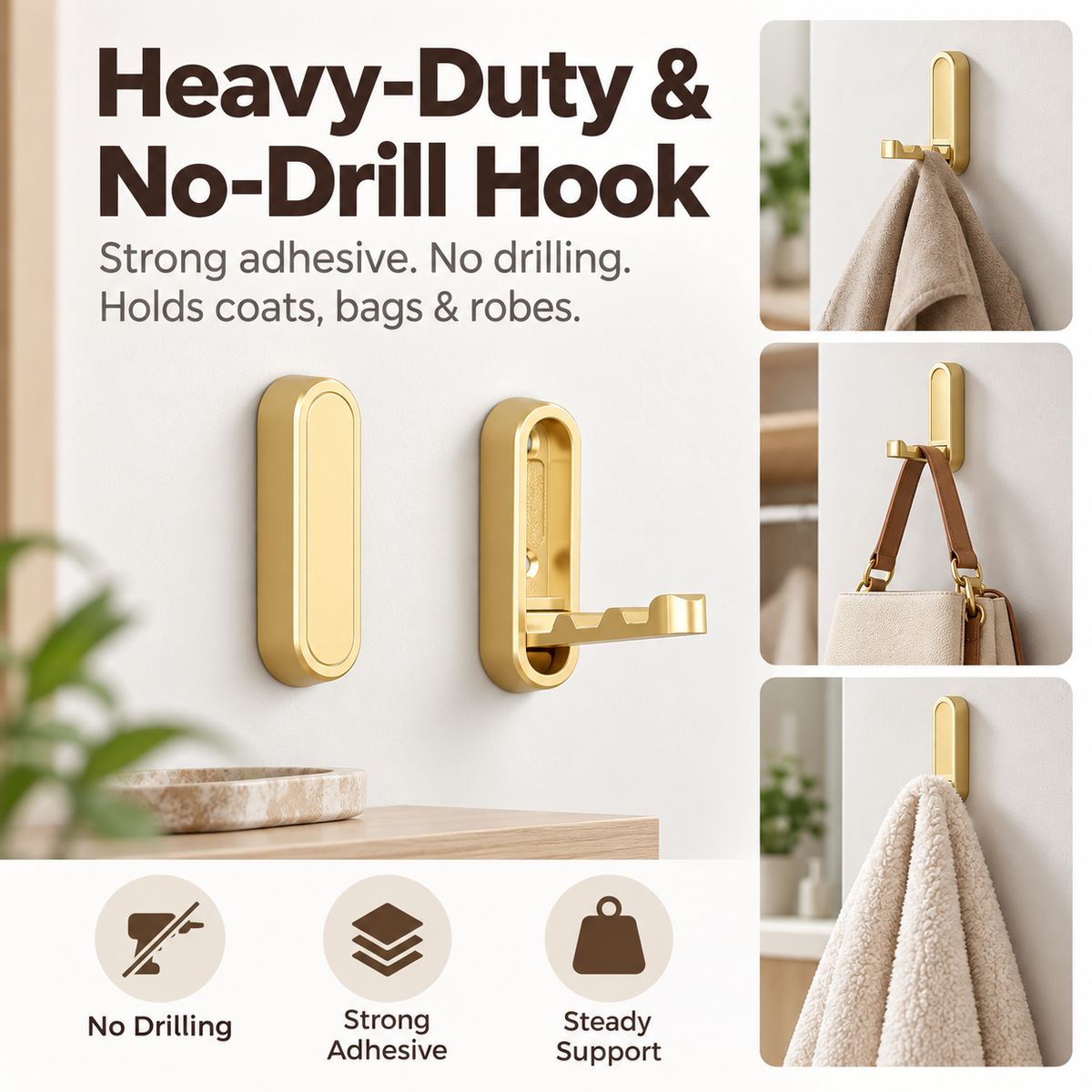 🚪 2-pack concealed folding coat hooks - suitable for offices, kitchens, bedrooms, and bathrooms