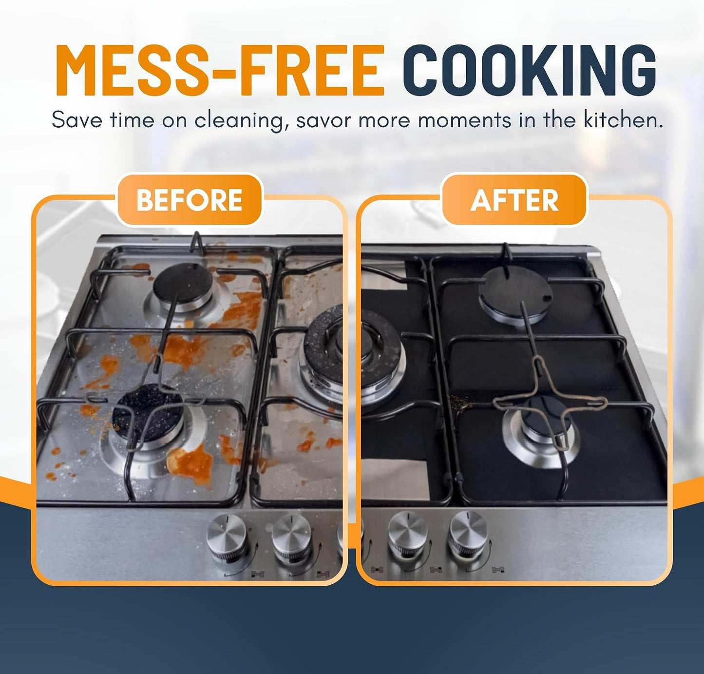 4-Pack Reusable Gas Stove Burner Liners | Non-Stick & Heat-Resistant Protectors 🍳✨