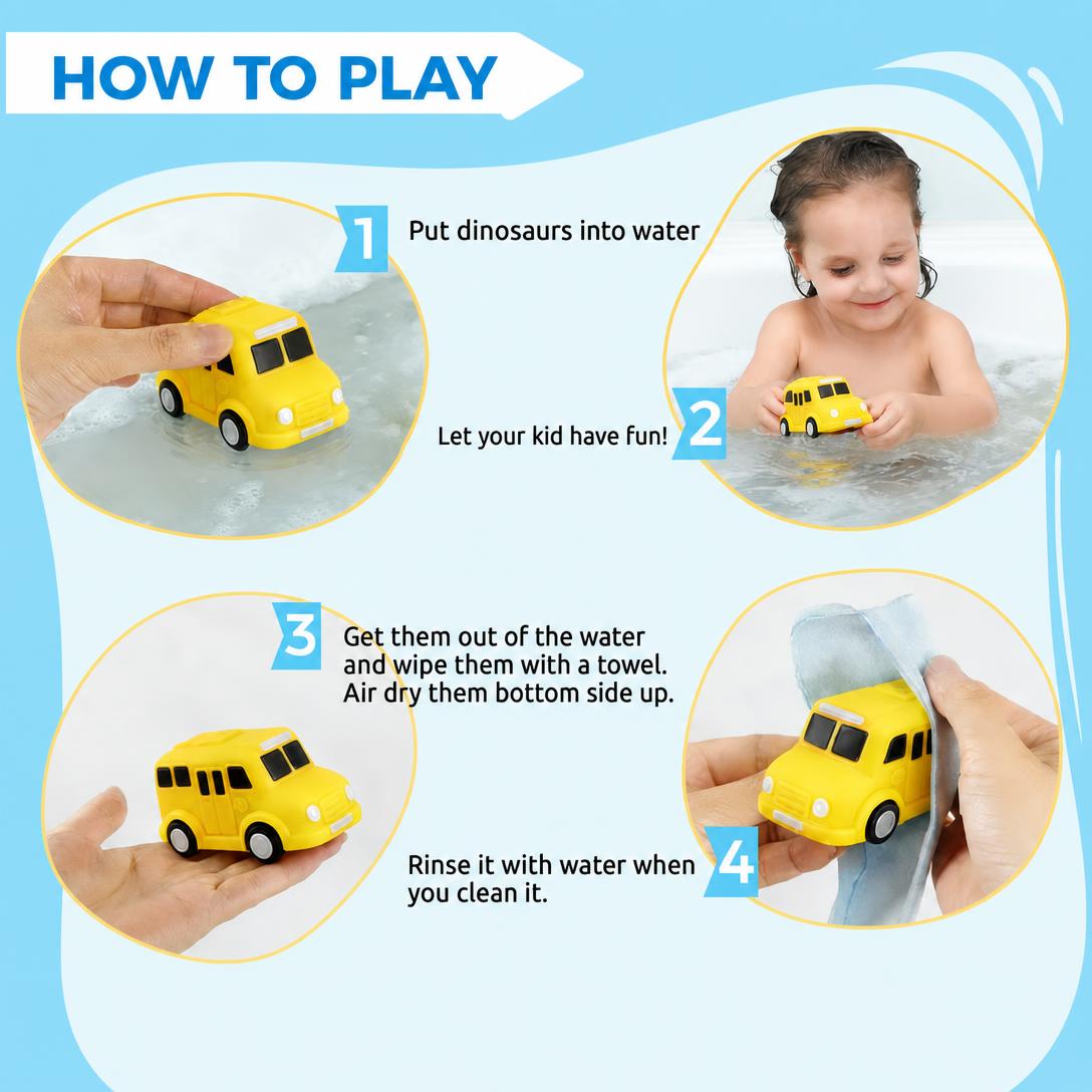 🚗🎁6-piece Sparkling Bathtub Toy Car Set