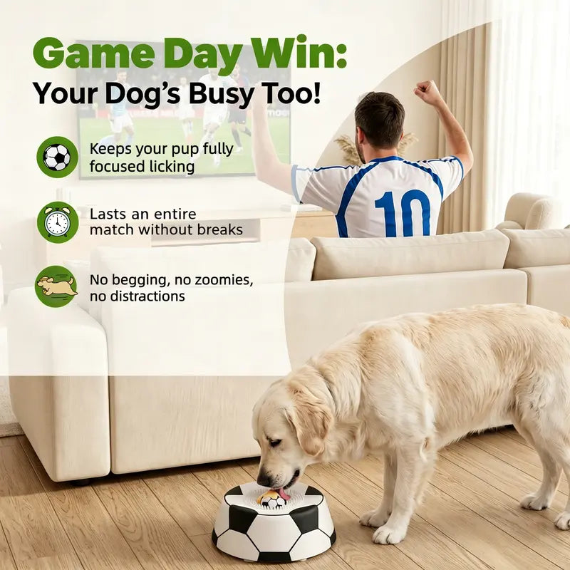 ⚽🐕 Soccer Style Multi purpose dog bowl ,Dog Liquid Slow Feeder,Lick Bowl Mat with Ball