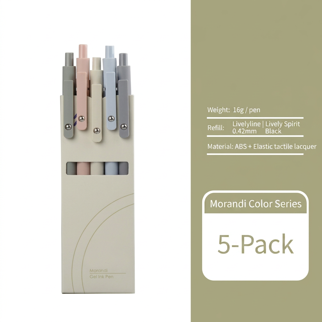 ✍️Fine-point black ink push-type gel pen