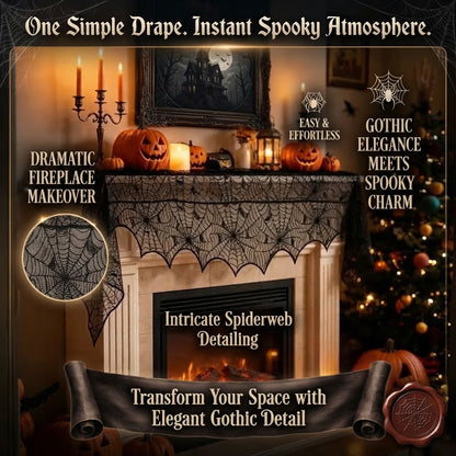 Halloween Lace Spiderweb Fireplace Decorative Towel