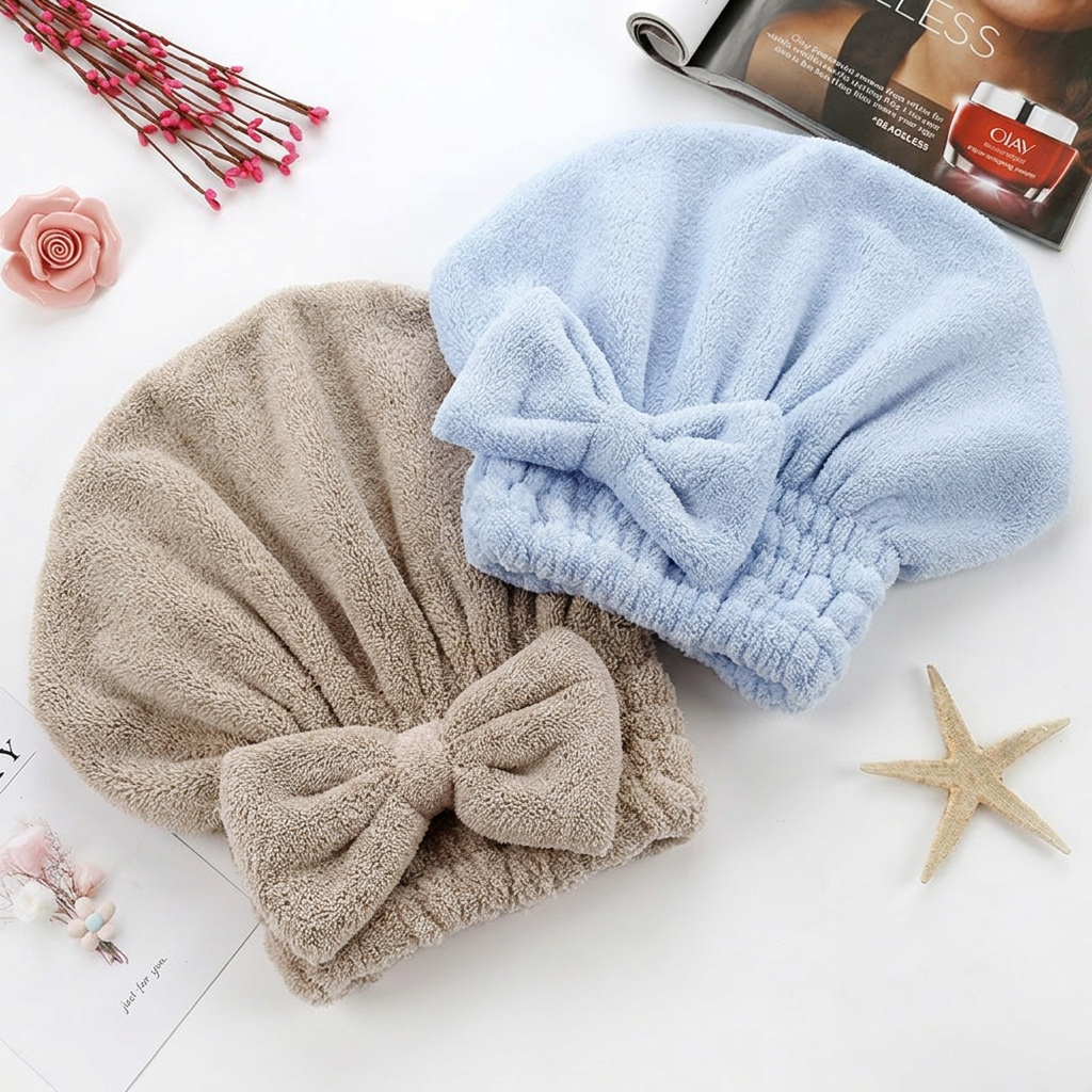 🎀Women's Bow-Decorated Shower Cap and Hair Dryer Cap