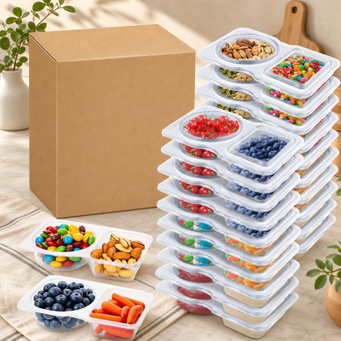 ♻️10-pack reusable double-compartment snack and seasoning containers