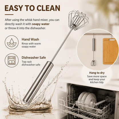Stainless Steel Semi-Automatic Egg Whisk for Baking and Cooking