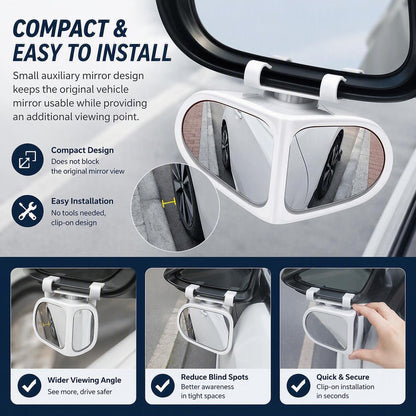 360° HD Car Rearview Mirror With Blind Spot Assist And Adjustable Small Round Mirror