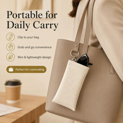 🕶️ Soft PU Leather Eyeglasses Pouch with Cleaning Cloth & Key Ring