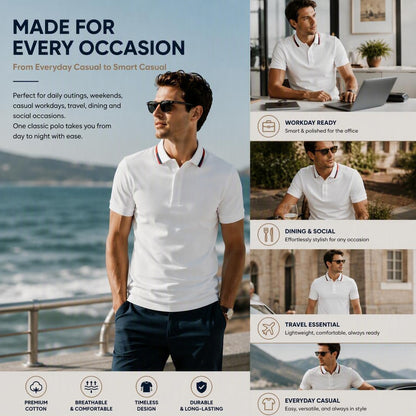 Men's Cotton-Simulated Polo Cultural T-Shirt