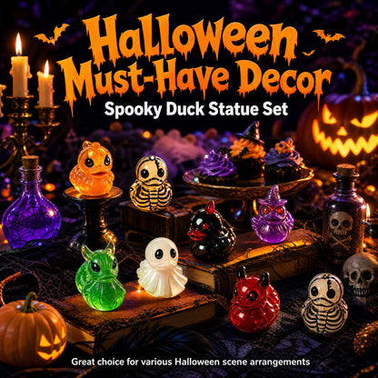 👻🎃Glow-In-The-Dark Mini Halloween Duck Set - Luminous Resin Figurines & Spooky Statues for Desk & Micro-Landscapes