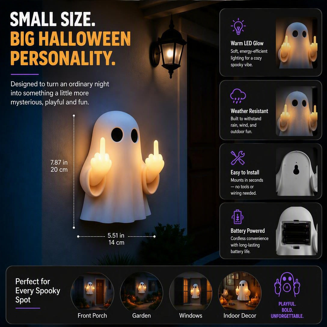 Halloween Ghost Middle Finger Glowing Night Light