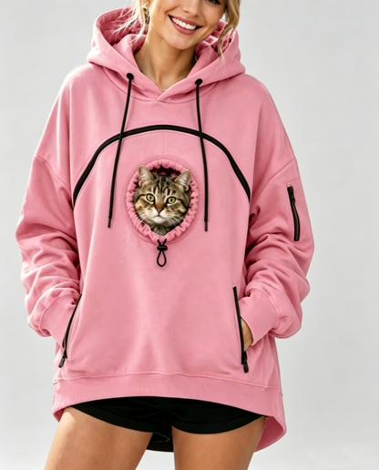 🐱Unisex pet hoodie with a cat-carrying pouch and hand-warming pockets