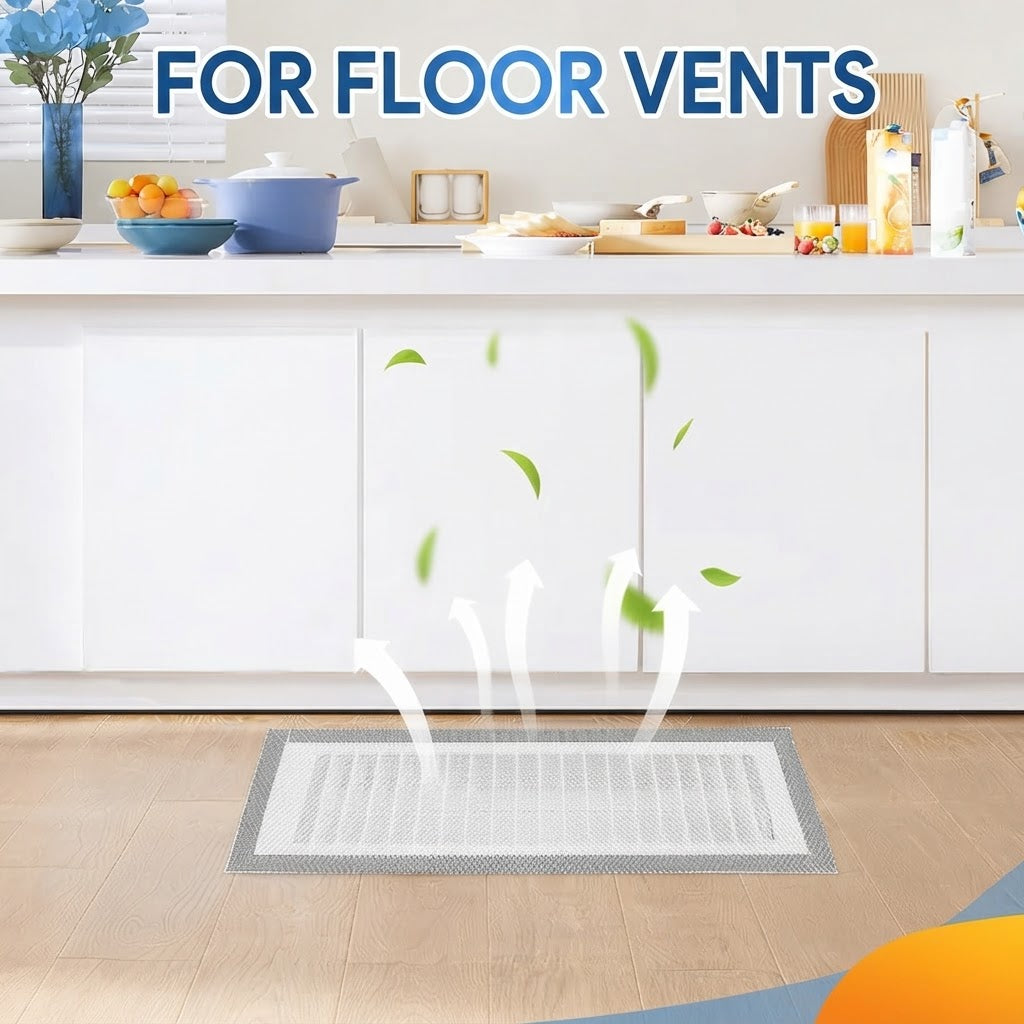 🧲 6-Piece Magnetic Floor Vent Cover Set — Mesh design; easy to install and clean