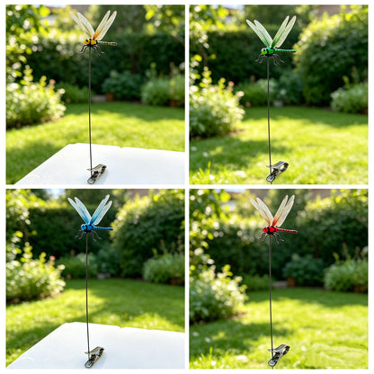 Creative Mixed-Color Artificial Dragonfly Decorative Clips for Lawns and Gardens